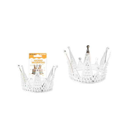 Corona de princesa plástico plateado diamantes 11*8.5*15cm
