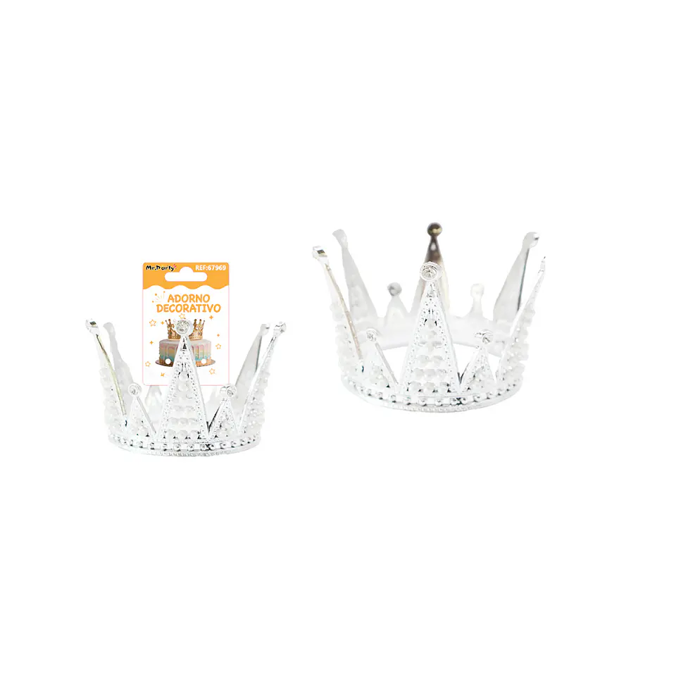 Corona de princesa plástico plateado diamantes 11*8.5*15cm 1