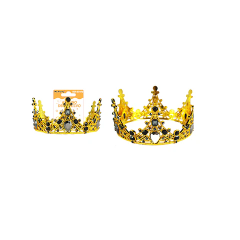 Corona de princesa plástico dorado diamantes 12.5*6.4cm