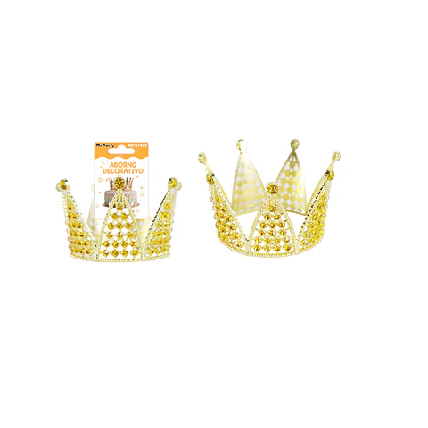 Corona de princesa aleación dorado diamantes 7.5*5.6cm