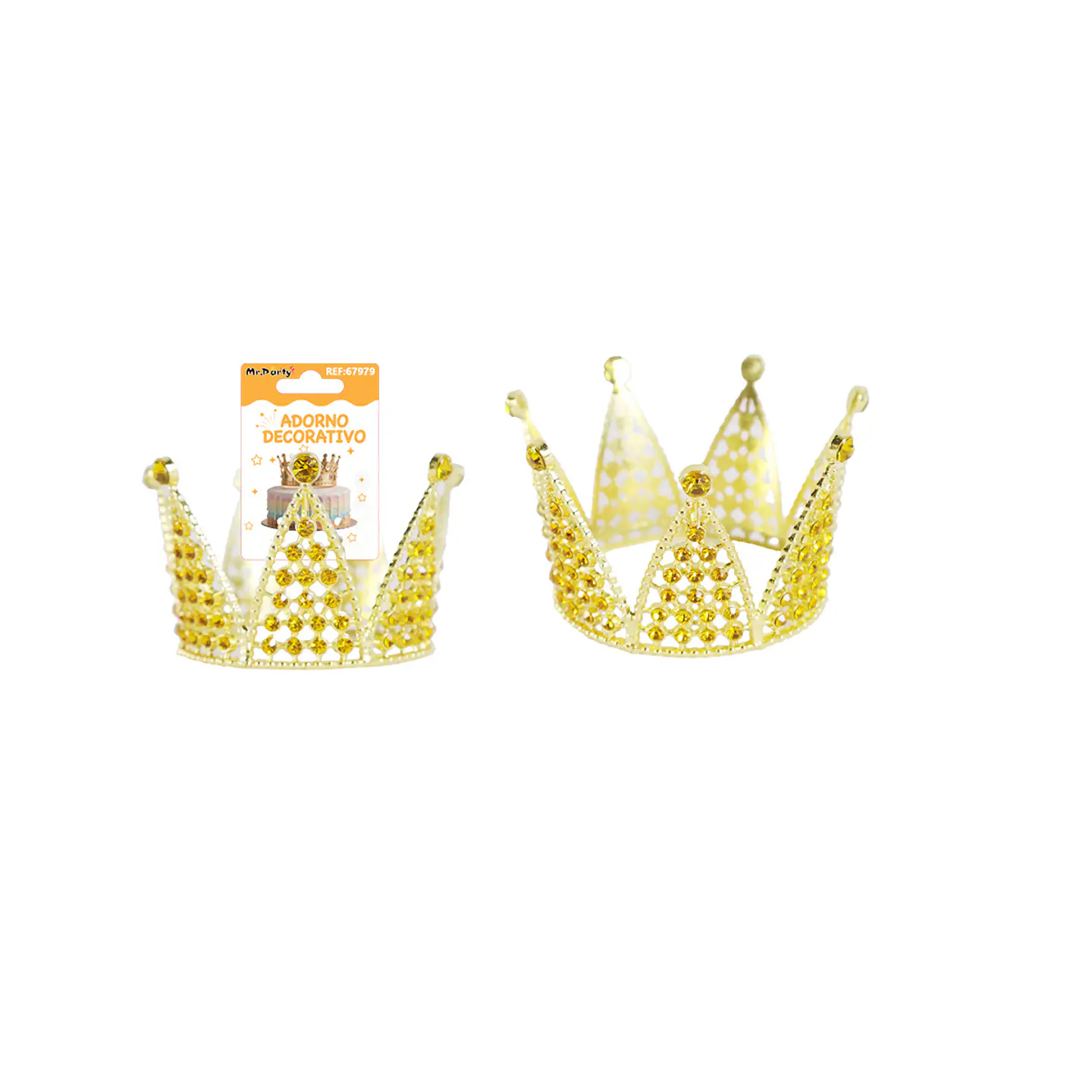 Corona de princesa aleación dorado diamantes 7.5*5.6cm 1