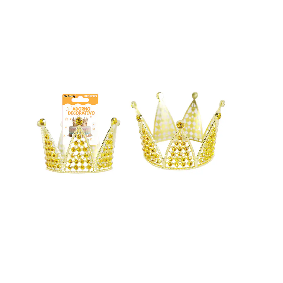 Corona de princesa aleación dorado diamantes 7.5*5.6cm 1