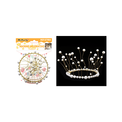 Topper corona con perlas blancas para pastel 11.5*9.5cm