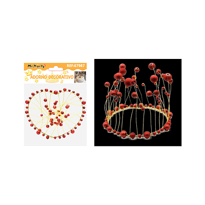Topper corona de corazón con perlas rojas para pastel 12.5*11cm