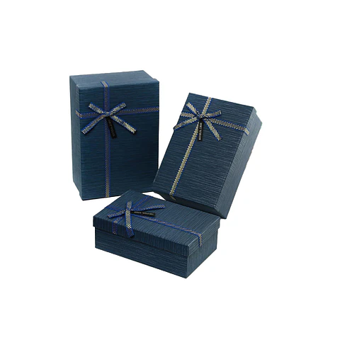 Caja de regalo rectangular azul marino 3pcs