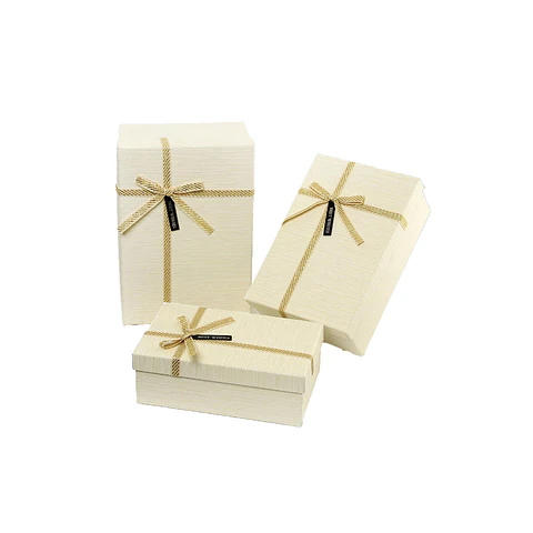 Caja de regalo rectangular beige 3pcs