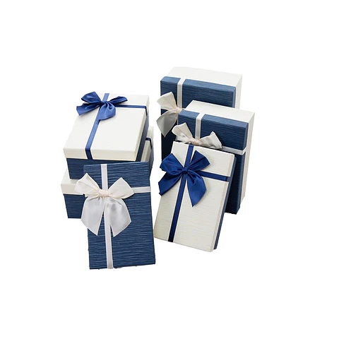 Caja de regalo rectangular blanco y azul 3pcs