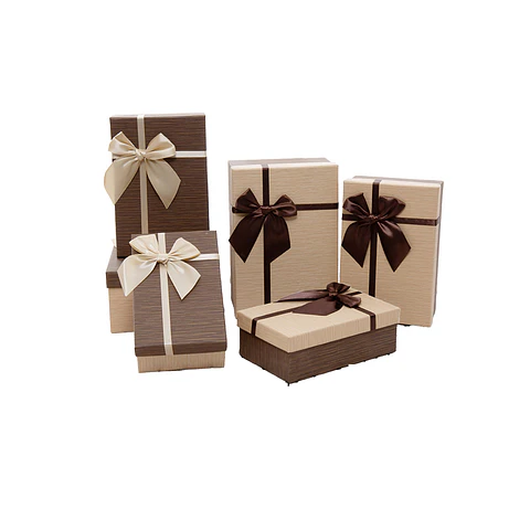 Caja de regalo rectangular beige y marrón 3pcs