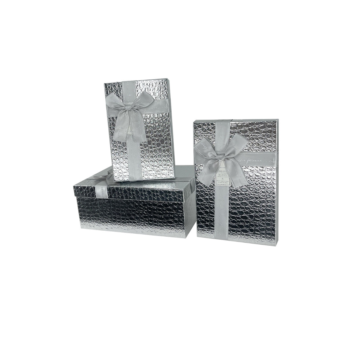 Caja de regalo rectangular plateado 3pcs