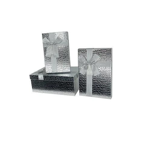 Caja de regalo rectangular plateado 3pcs