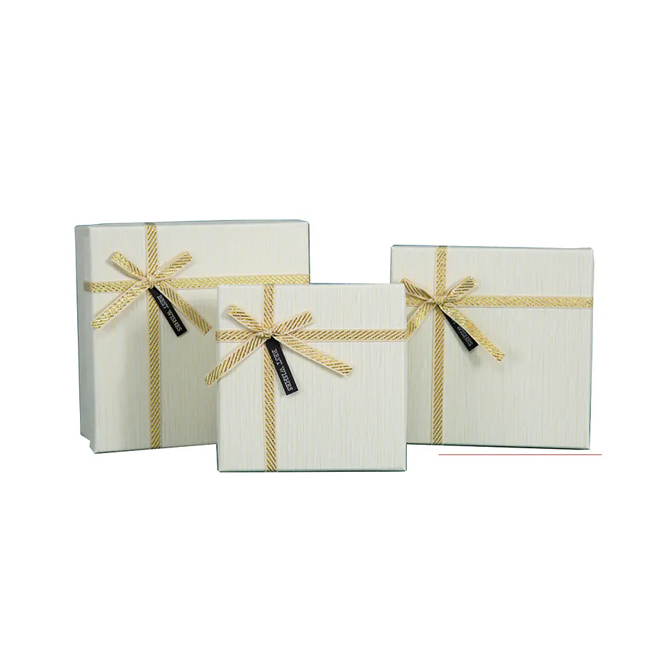 Caja de regalo cuadrada beige 3pcs 1