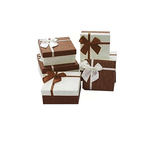 Caja de regalo cuadrada blanco y marrón 3pcs