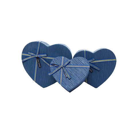 Caja de regalo corazón azul marino 3pcs
