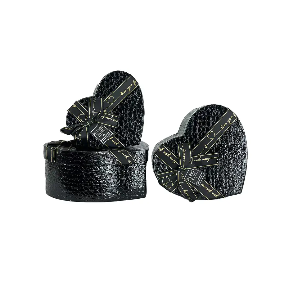 Caja de regalo corazón negro 3pcs 1