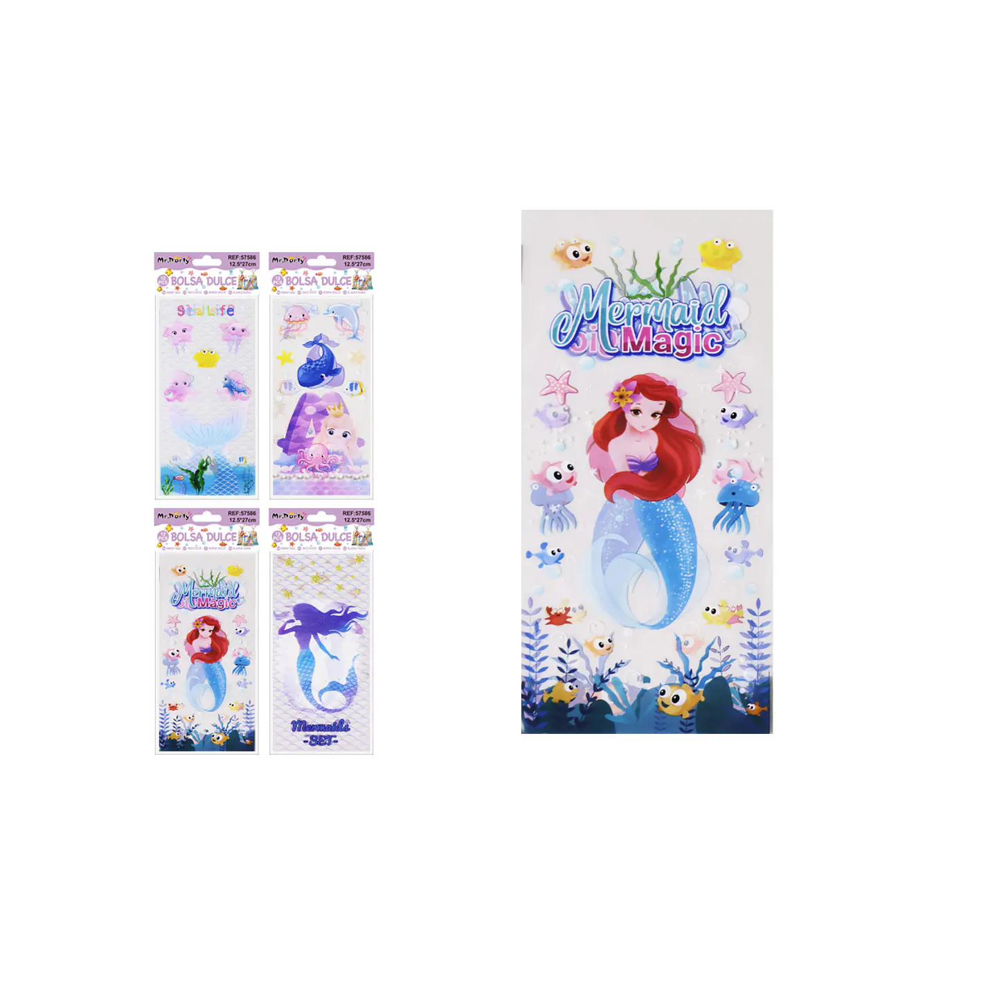 Bolsa para dulces sirena 12.5*27cm 12pcs Diseño Aleatorio 1