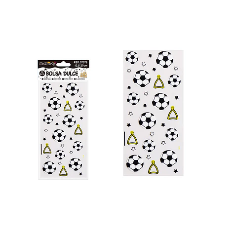 Bolsa para dulces fútbol blanco y negro 12.5*27cm 12pcs