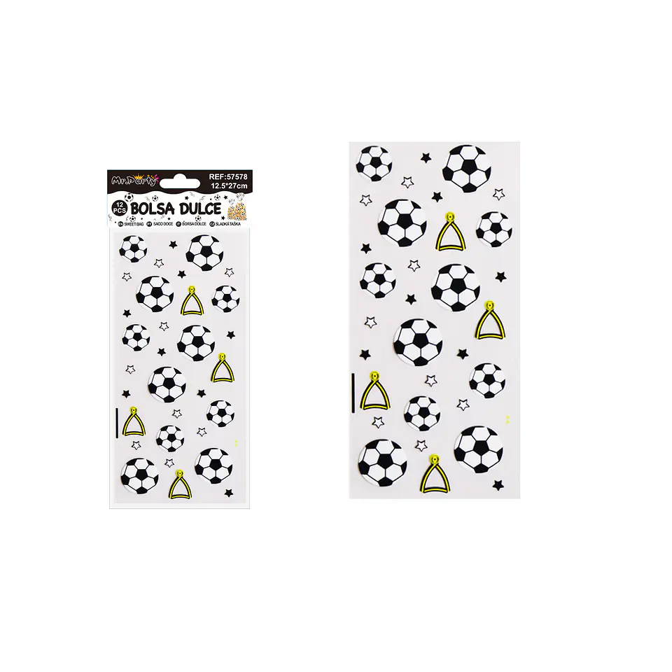 Bolsa para dulces fútbol blanco y negro 12.5*27cm 12pcs 1