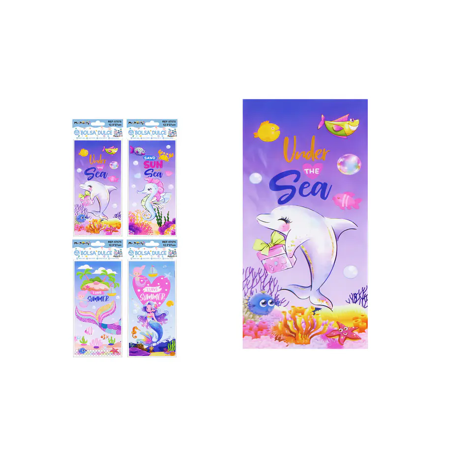 Bolsa para dulces sirena y animales del mar 12.5*27cm 12pcs Diseño Aleatorio 1