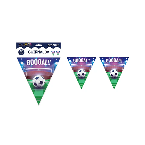 Banderines triangulares fútbol con trofeo 6pcs