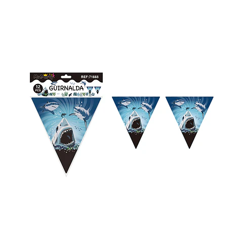 Banderines triangulares tiburón submarino 6pcs