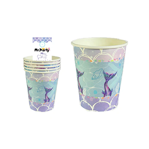 Vasos de papel sirena escamas 6pcs