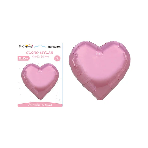 Globo metálico mate corazón rosa 60cm