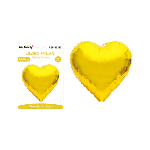 Globo metálico mate corazón dorado 60cm