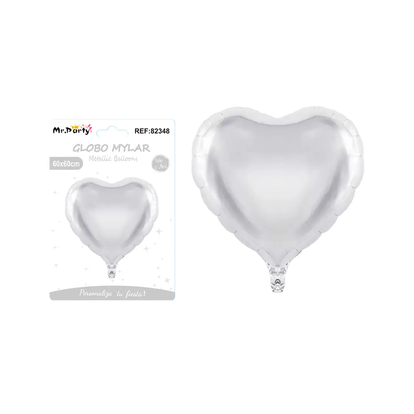 Globo metálico mate corazón plateado 60cm 1