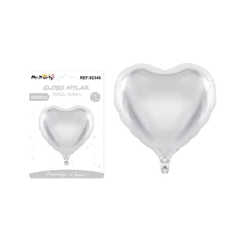 Globo metálico mate corazón plateado 60cm 1