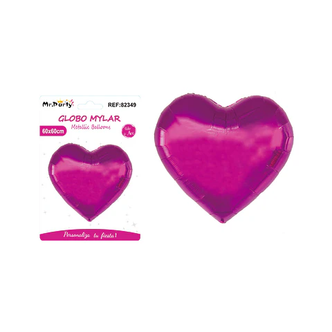 Globo metálico mate corazón fucsia 60cm