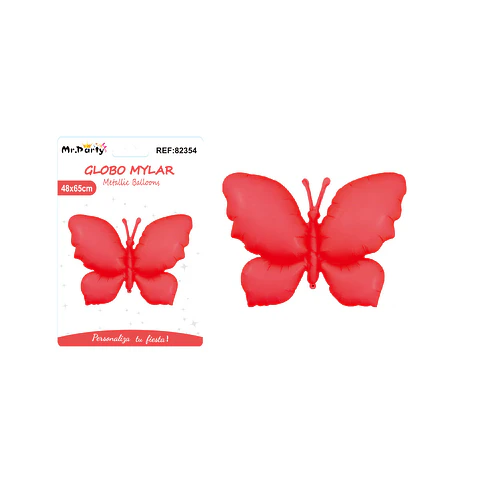 Globo metálico mate mariposa roja 48*65cm