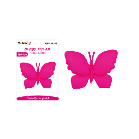 Globo metálico mate mariposa fucsia 48*65cm