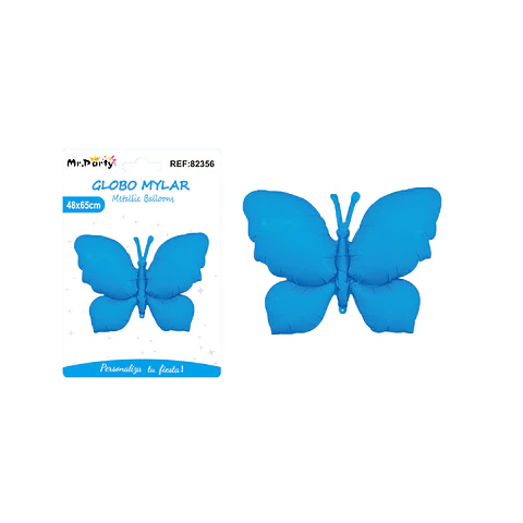 Globo metálico mate mariposa azul 48*65cm