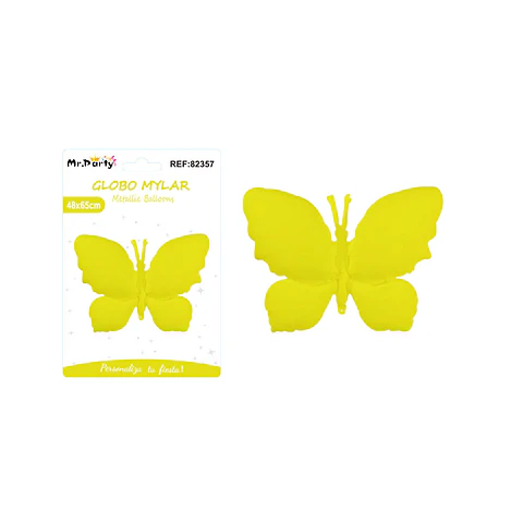 Globo metálico mate mariposa amarillo 48*65cm
