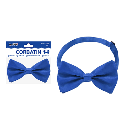 Corbatín de satén azul