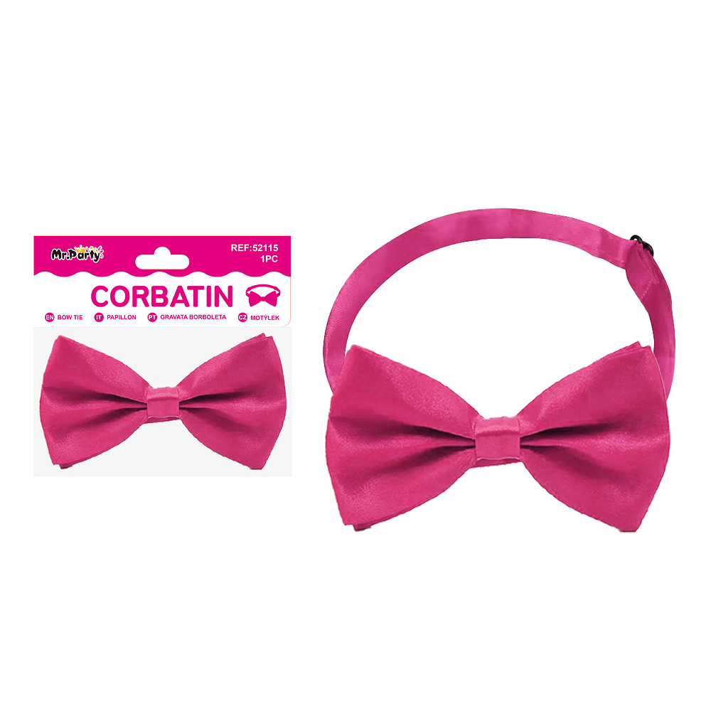 Corbatín de satén fucsia