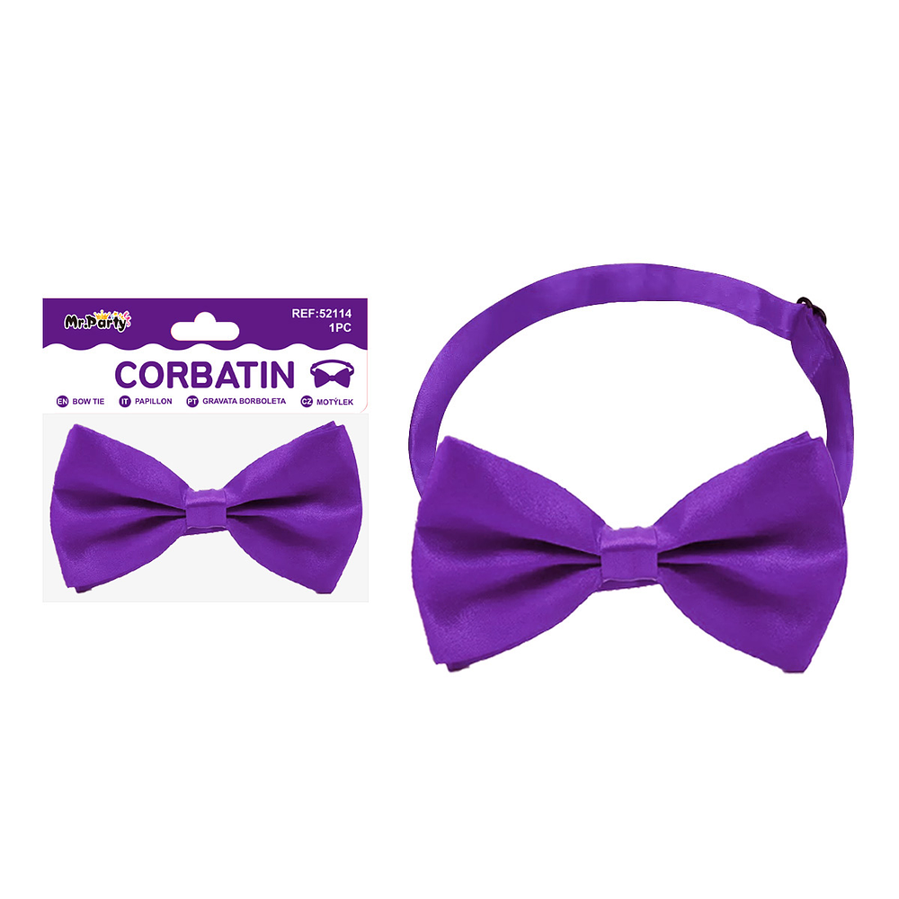 Corbatín de satén morado