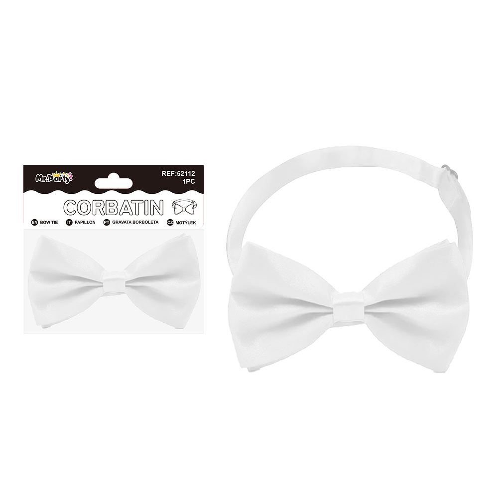 Corbatín de satén blanco