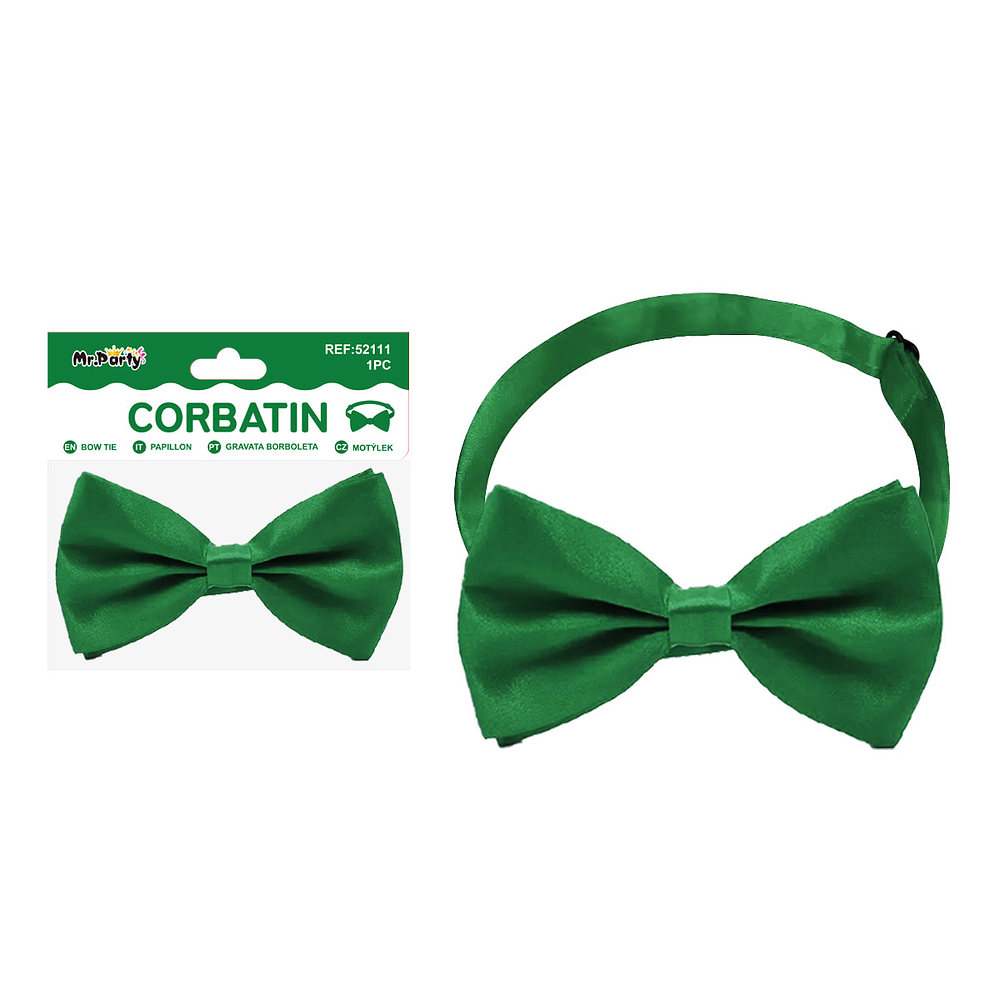 Corbatín de satén verde