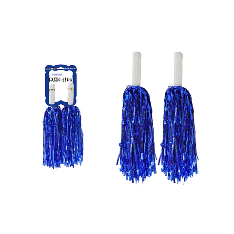 Pompones porrista azul holográfico 2pcs