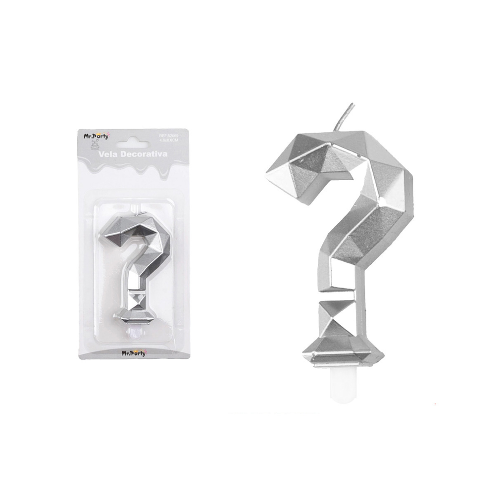 Vela de signo ? plateado en 3D