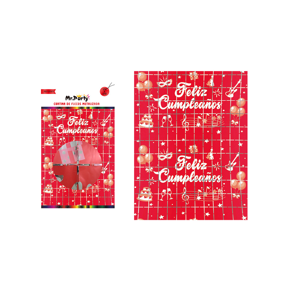 Cortinas de feliz cumpleaños rojo 1m*2m