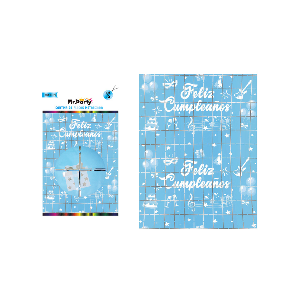 Cortinas de feliz cumpleaños azul 1m*2m