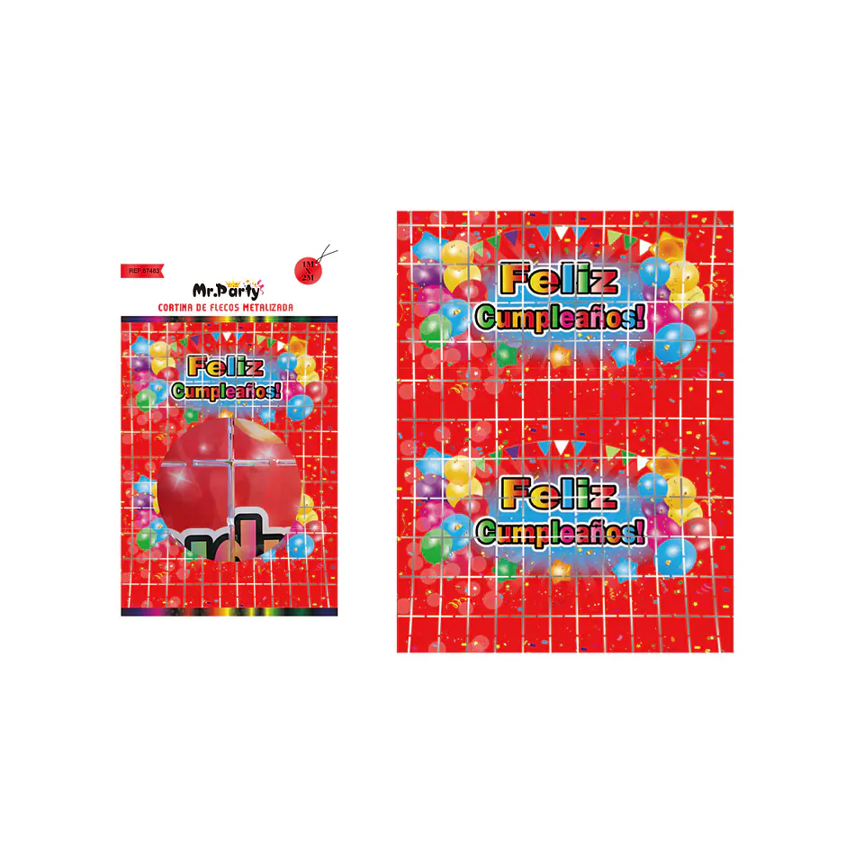 Cortinas de cumpleaños con diseño globos rojo 1m*2m 1