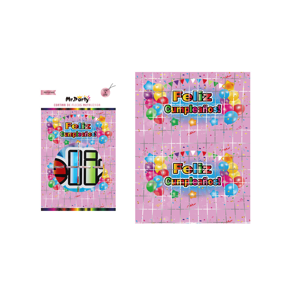 Cortinas de cumpleaños con diseño globos rosado 1m*2m