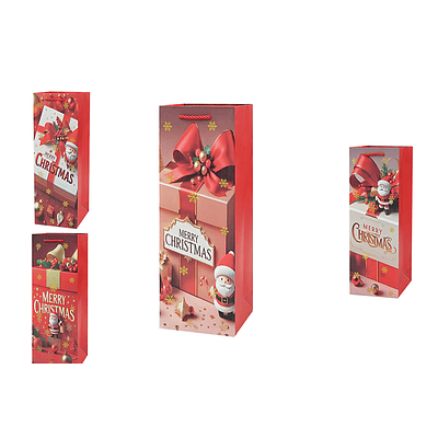 Bolsa de regalo de Navidad para vino 36x12.5x8.5cm 12pcs Diseño Aleatorio