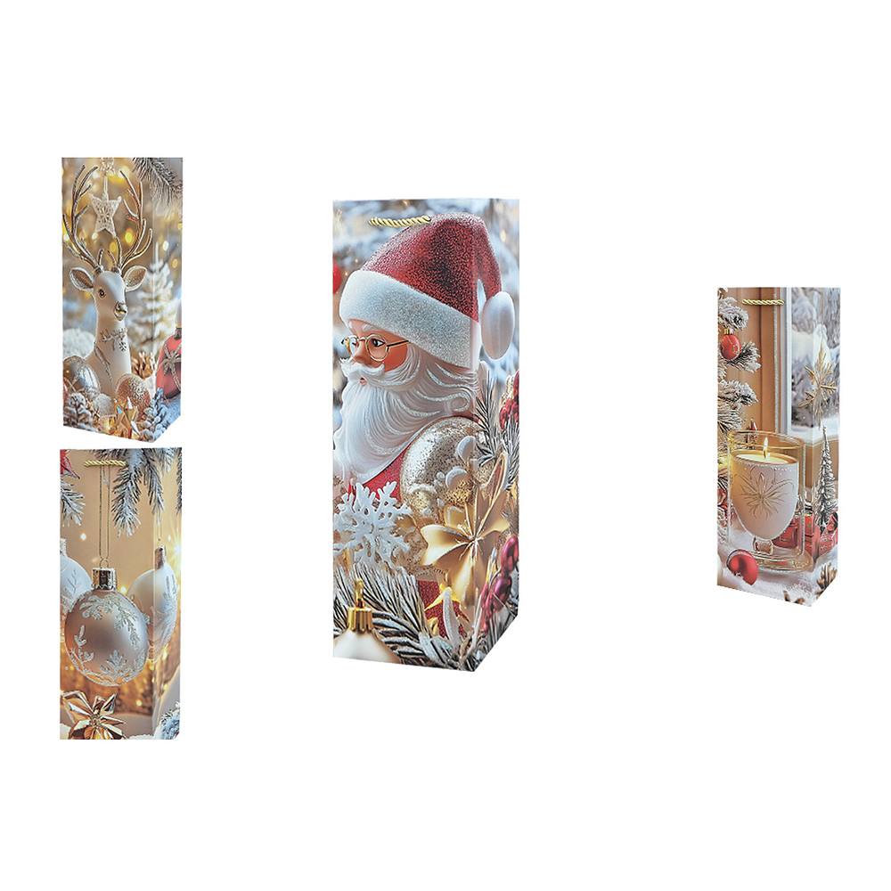 Bolsa de regalo de Navidad para vino 36x12.5x8.5cm 12pcs Diseño Aleatorio