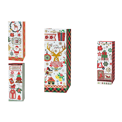 Bolsa de regalo de Navidad para vino 36x12.5x8.5cm 12pcs Diseño Aleatorio