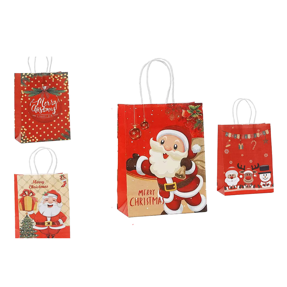 Bolsa de regalo Navidad Buey Blanco 27x21x11 12pcs Diseño Aleatorio