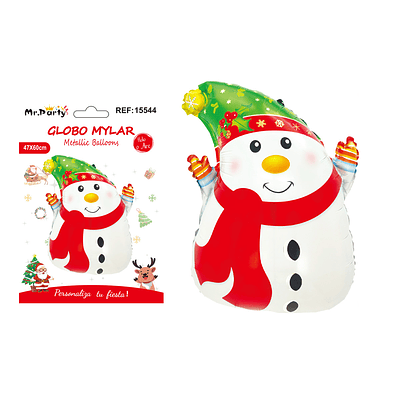 Globo metálico muñeco de nieve 60x47cm